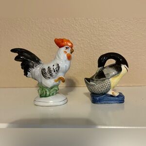 Vintage Ceramic Made in Occupied Japan Rooster and Duck Figurines